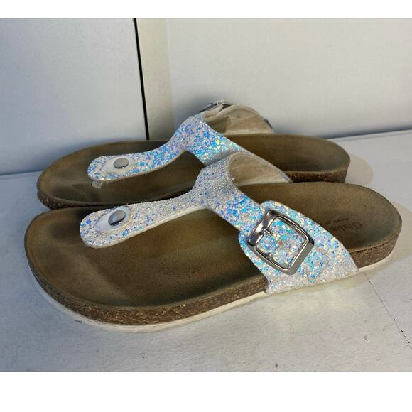Giulia Palai Girls White Pearl Glitter Sandals Flip Flop Size 5 - Picture 1 of 5